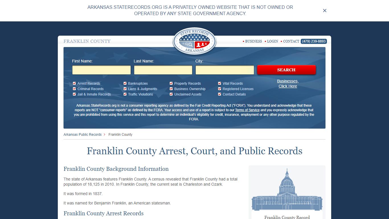 Franklin County Arrest, Court, and Public Records