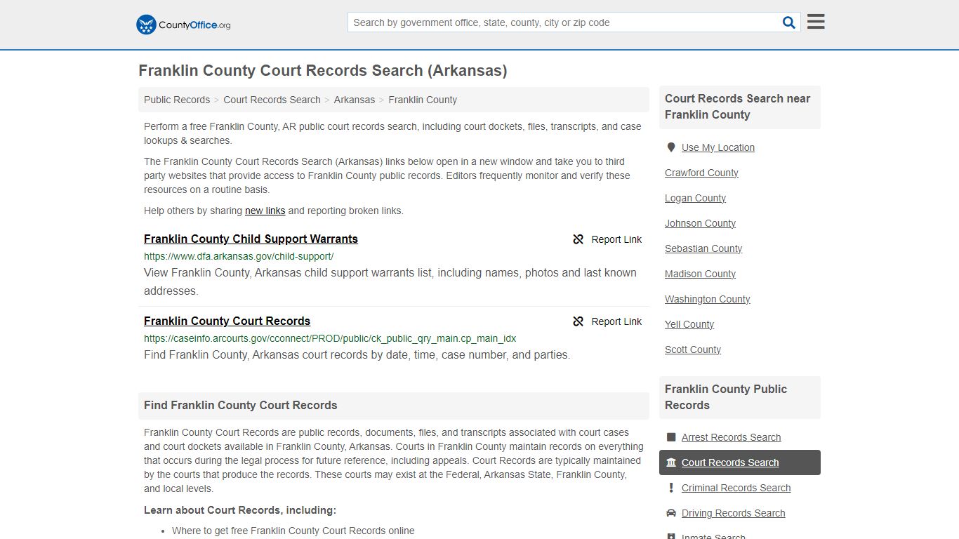 Court Records Search - Franklin County, AR (Adoptions, Criminal, Child ...
