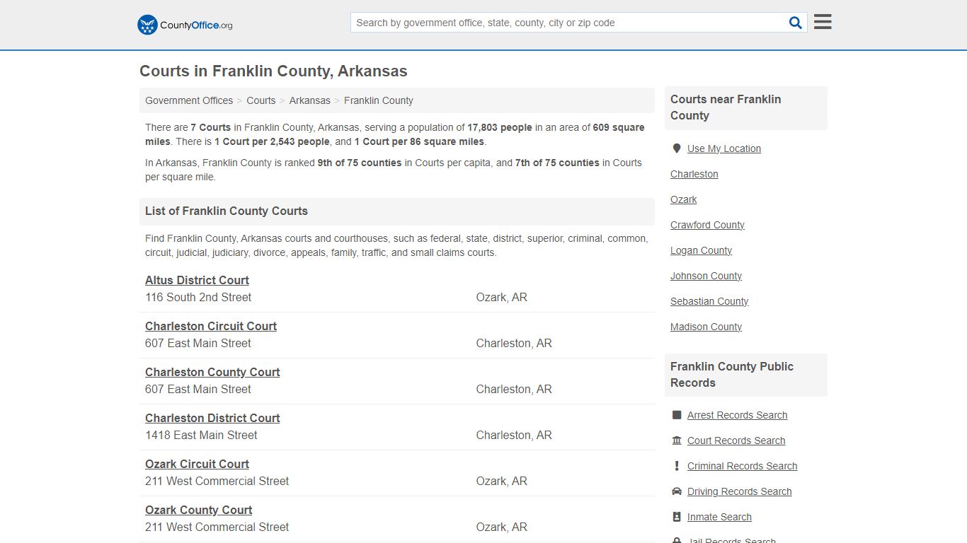 Courts - Franklin County, AR (Court Records & Calendars)
